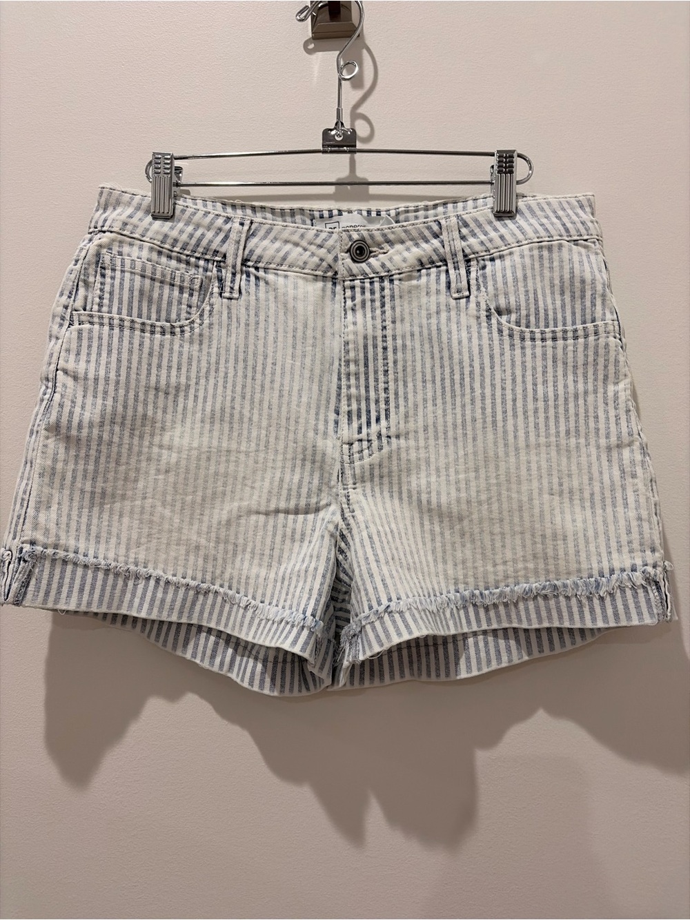 Striped denim shorts